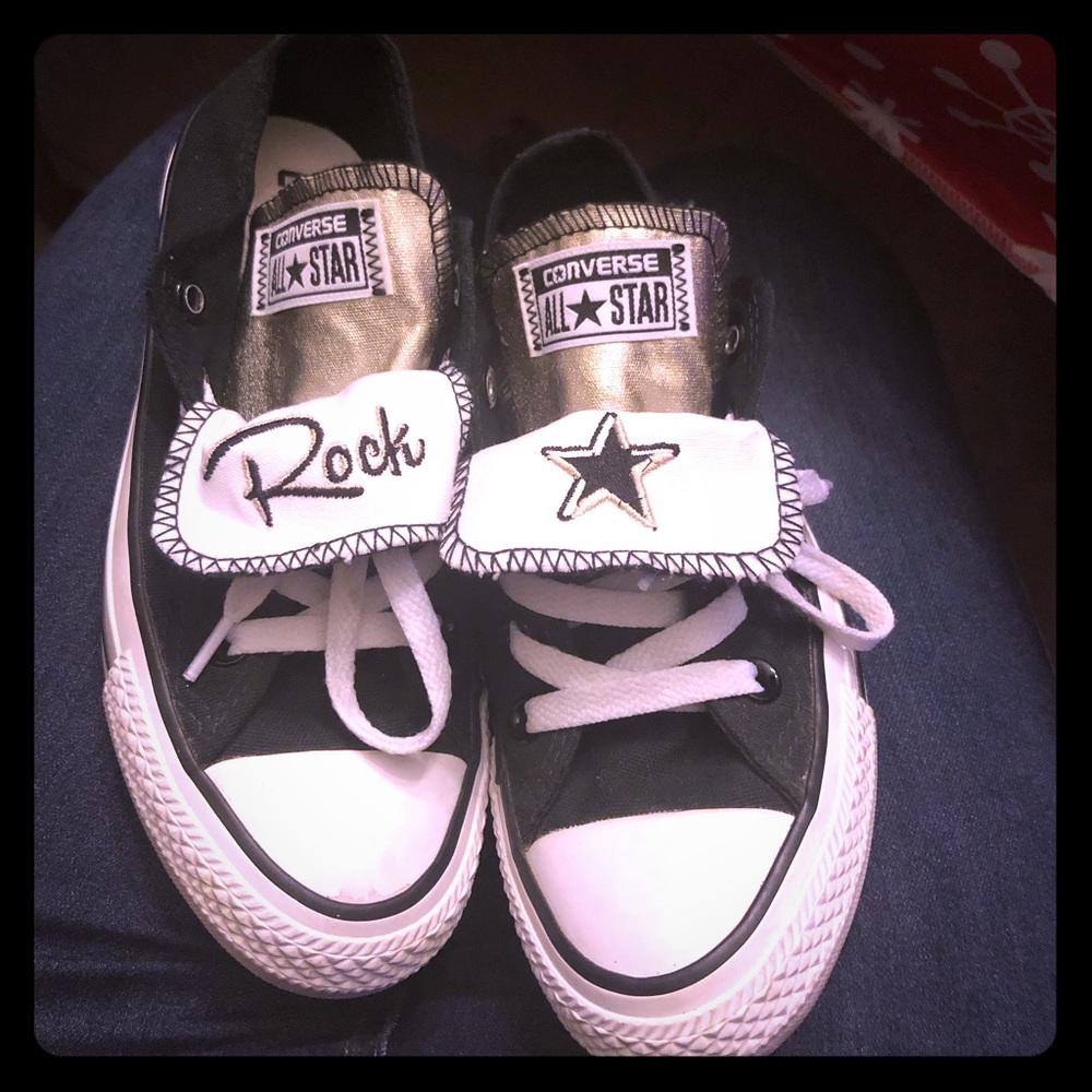 Converse Black and Gold. Only worn once!